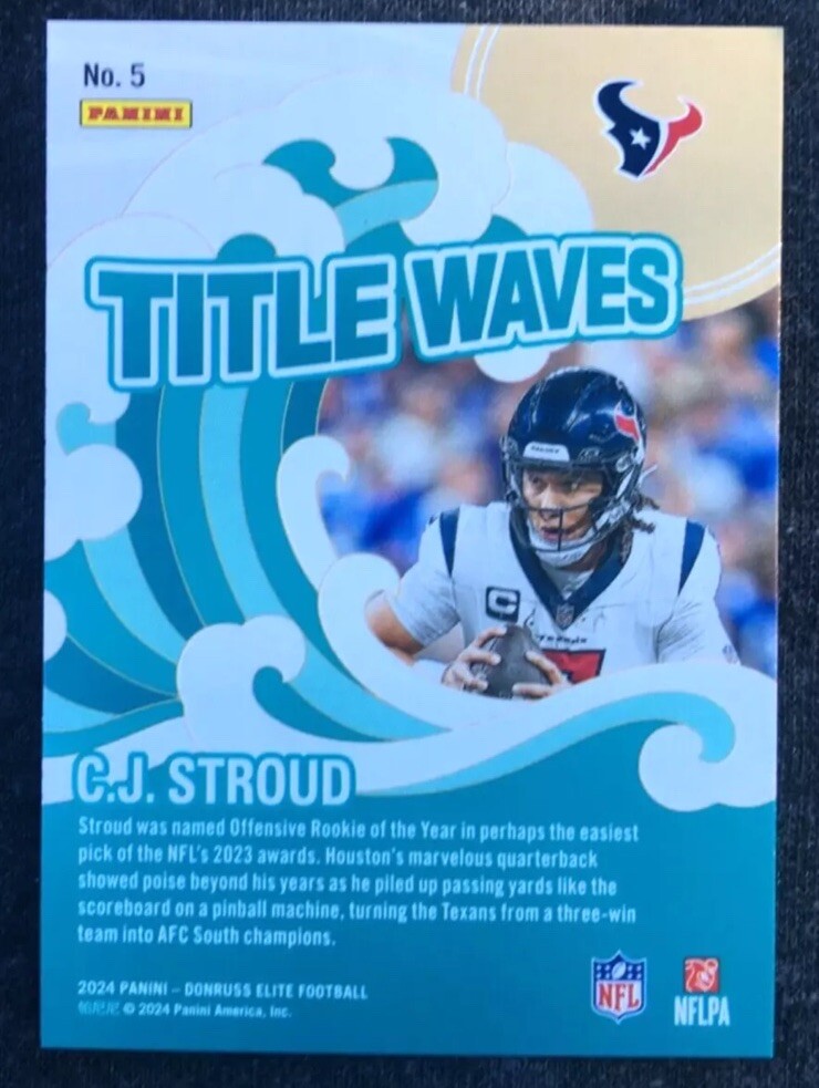 2024 DONRUSS ELITE C J STROUD TIDAL WAVES SP GREEN FOIL VARIATION