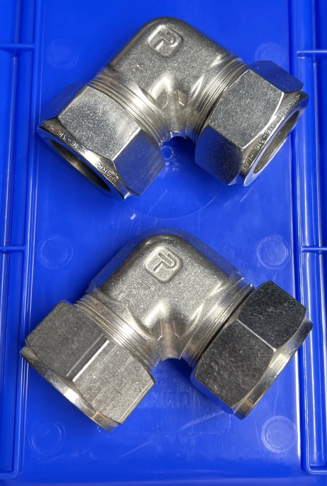 LOTE DE 2 ACCESORIOS TUBO PARKER 90° CODO 1" 316 Foto 2 de 4
