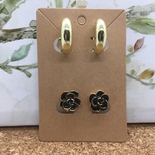 4 PC Matching Clip-on Non Pierced Earrings Set Gold-Tone New Free Ship 4452