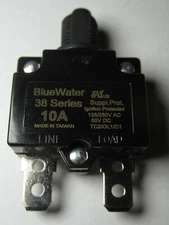 BLUEWATER BOAT/ MARINE 38 SERIES PUSH-BUTTON THERMAL CIRCUIT BREAKER 10A 50VDC