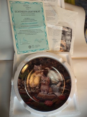 BY THE LILY POND KITTEN CAT PLATE BRADFORD EXCHANGE KAHLA GERMANY COA ORIG BOX