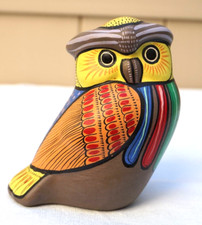 Figurina GUFO 5" Terracotta Argilla Ceramica Messico dipinta a mano dettagliata