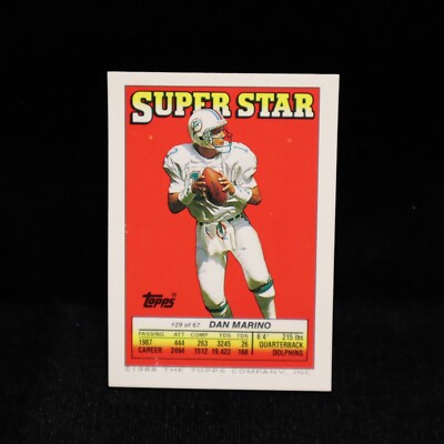 1988 Dan Marino #29 Back #141 / 146 Andre Tippett / Eric Dickerson Front Sticker