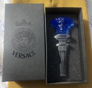 New Versace Blue Medusa Bottle Top Stopper Designer 1980's 24% Lead Crystal Vtg