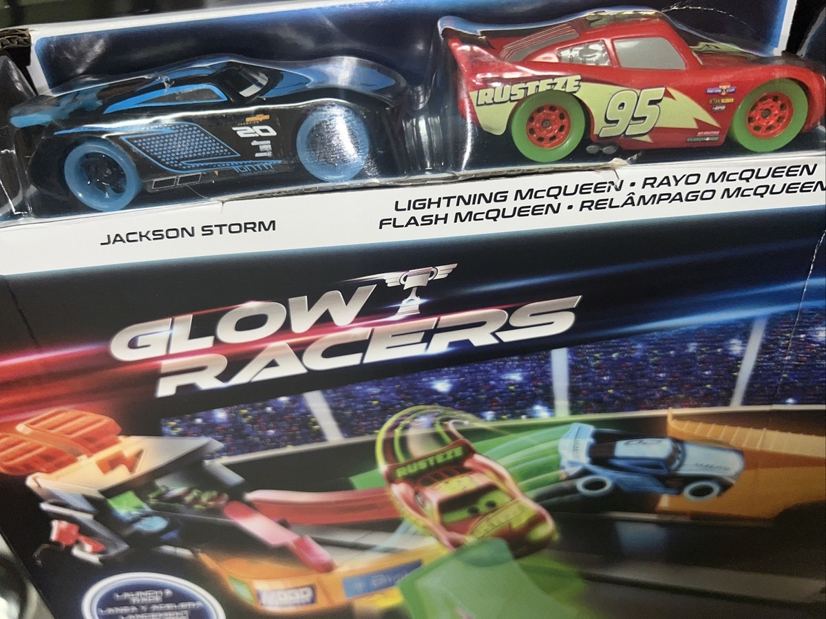 DISNEY CARS GLOW RACERS LAUNCH & CRISS CROSS GLOW RACE SET + GLOW