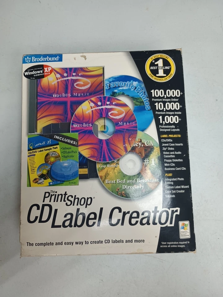 Print Shop CD Label Creator NIB Unopened Sealed New Old Stock 2001 Read Listing - Image 3 of 4