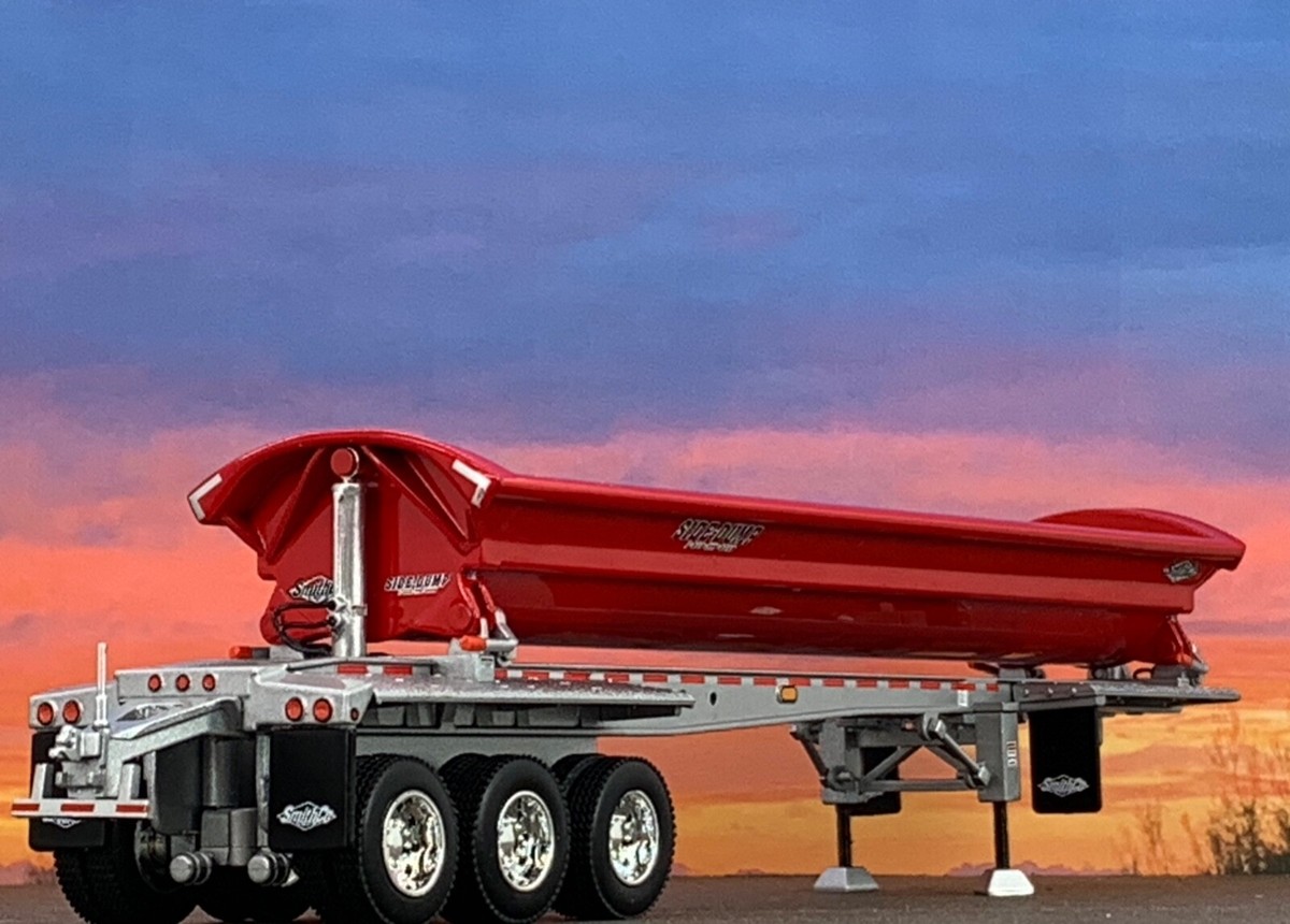 1/64 DCP RED/SILVER SMITHCO TRI-AXLE SIDE DUMP TRAILER | eBay