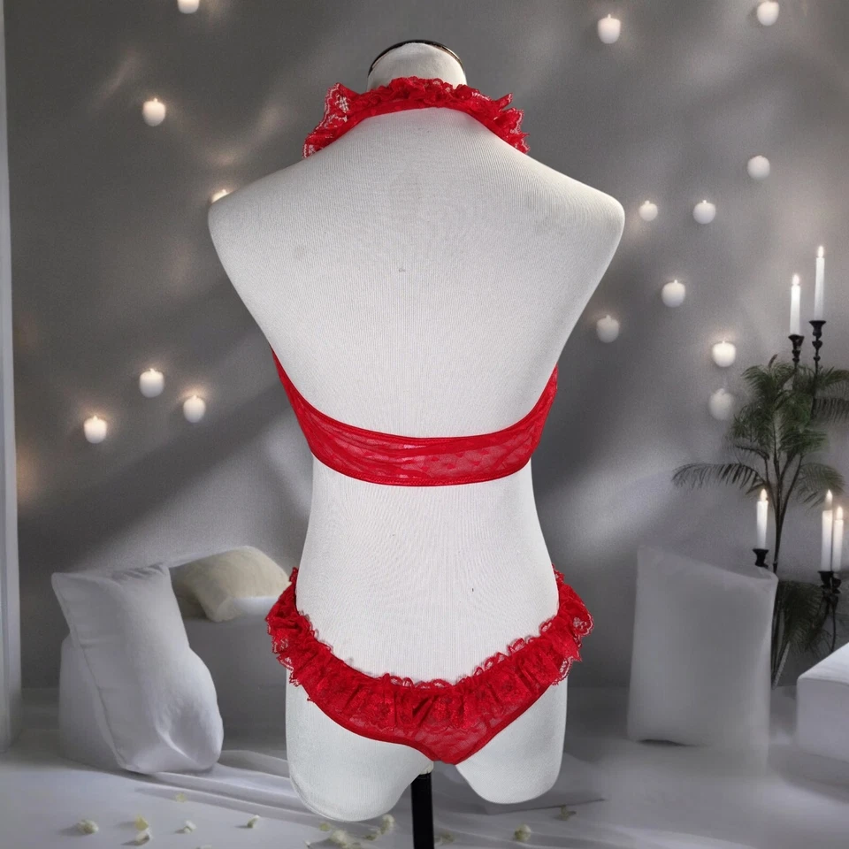 Vintage Fredericks of Hollywood Trashy Teddy Bodysuit Lingerie Size L Heart Mesh - Image 3 of 4