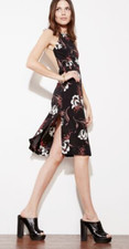Reformation Eve Dress in Black Floral, midi length, S, low back