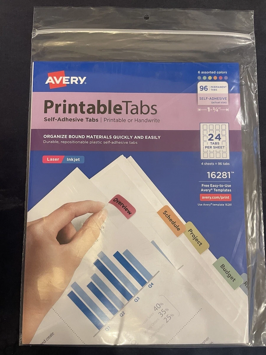 Avery Printable Plastic Tabs 16281 - 4 PACK | eBay Avery printable plastic tabs 16281 - 4 pack | ebay