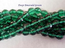 25 Deep Emerald Faceted Fire Polished Round Glass Beads 10MM