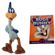 Looney Tunes Road Runner 12"  Bugs Bunny Book Plush Soft Stuffed Animal Bird