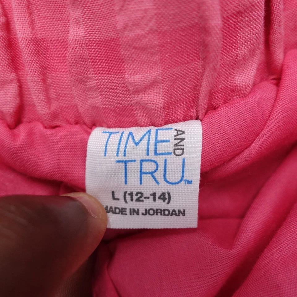 Time and Tru Shorts Women's Large (12-14) Pink Check Belted Waist Embroidered - Image 4 of 4