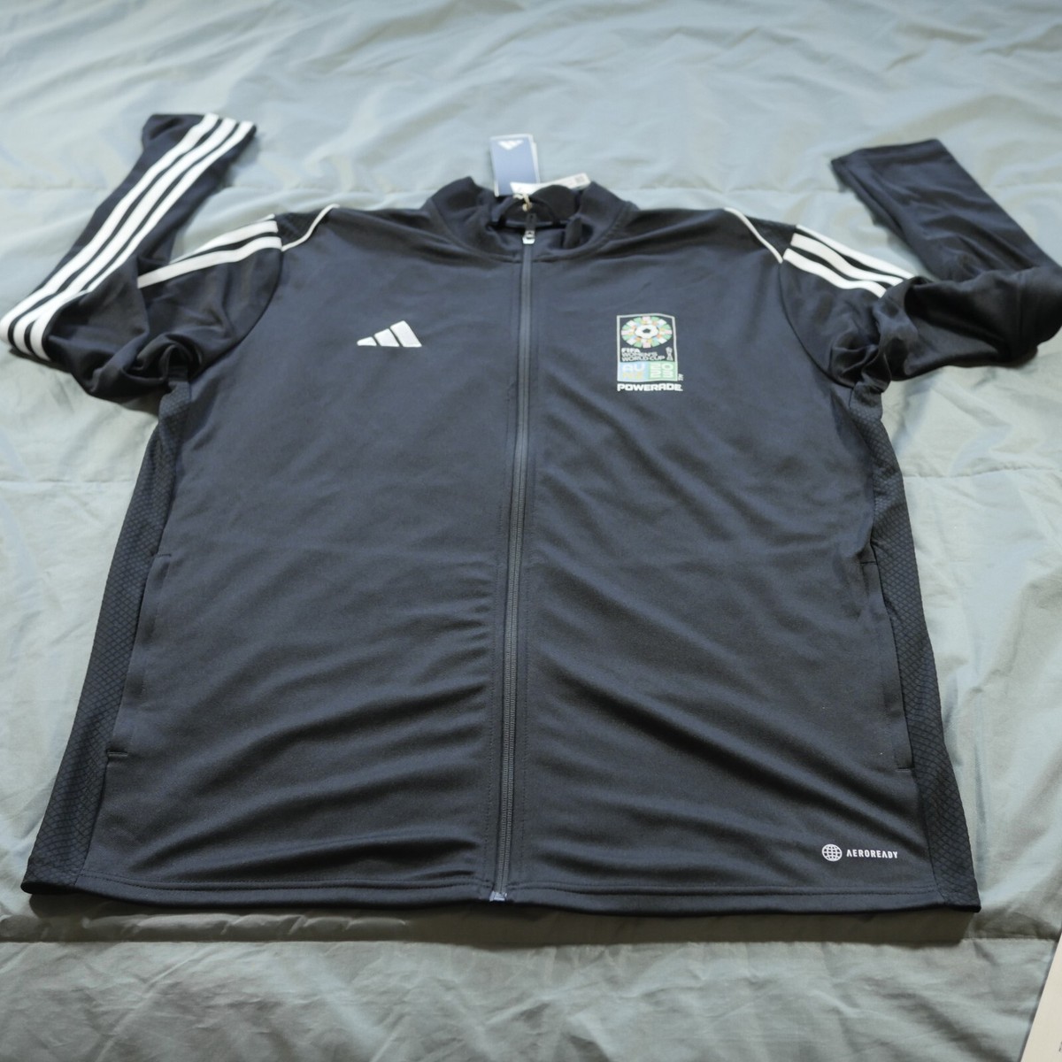 Adidas Jacket Mens Extra Large Black White Soccer Fifa World Cup Recycled