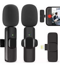 2 Pack Wireless Lavalier Microphone for iPhone Professional Lapel Mics Wireless