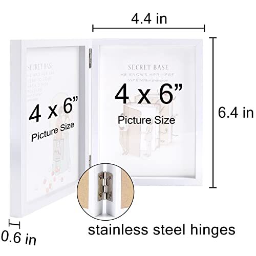 Joe Davies 4x6 White Silver Metal Hinged Double Photo Frame main image 0