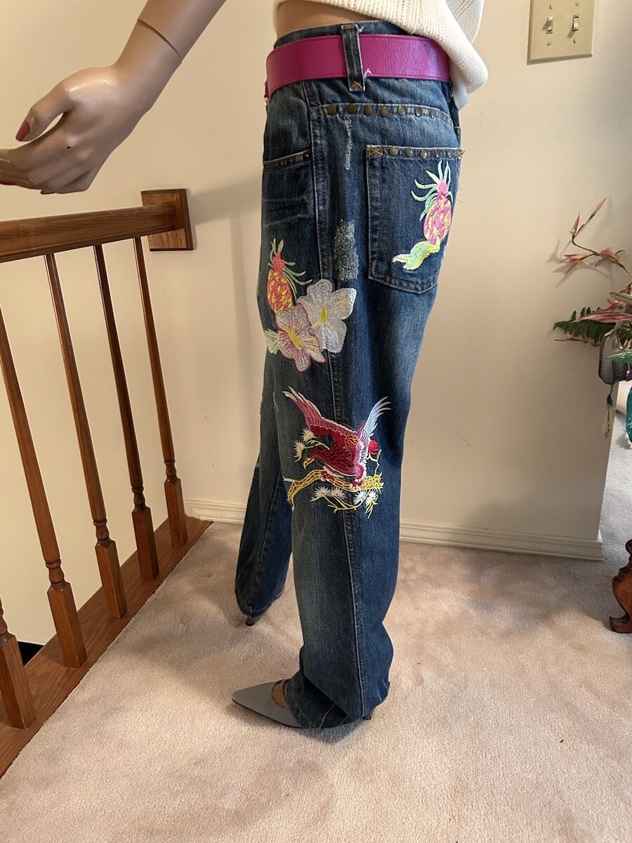 New Dolce & Gabbana Embroidered Jeans Hawaii Theme 5 Pocket New Dolce & Gabbana Embroidered Jeans Hawaii Theme 5 Pocket