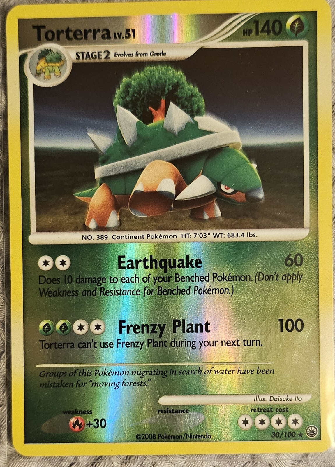 Torterra 30/100 - Reverse Holo - Pokémon Diamond & Pearl Majestic Dawn (LP Cond)