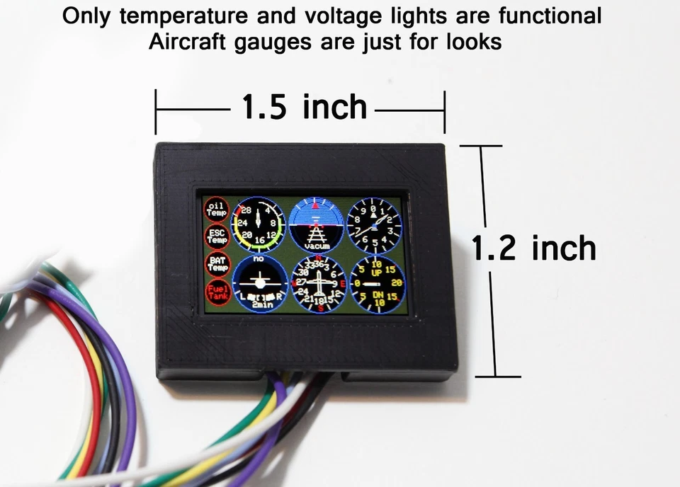Temp & Voltage Telemetry Panel  1.25inch LCD display for RC Aircraft 3-6s lipo - Image 3 of 4