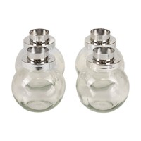 Teelichthalter KerzenstäNder Glas Metall Silber Ø10,5Cm Dekoglas 4Er Set, 4