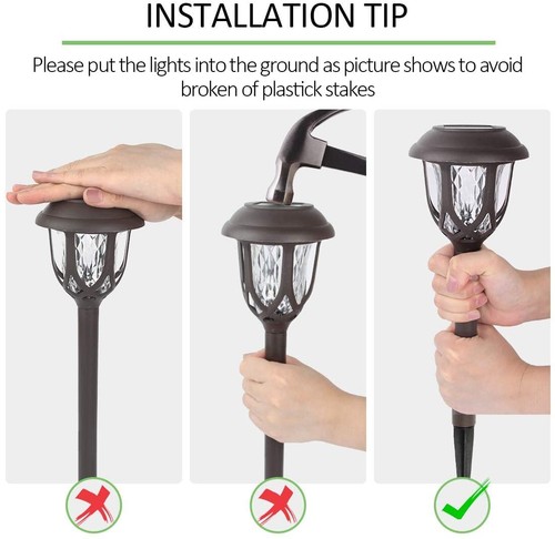 10PCS Solar LED Pathway Light Set Outdoor Yard Garden Patio Lamp Waterproof J5H7 - Picture 7 of 12