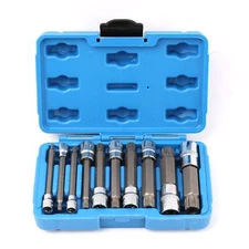 10pcs Xzn Triple Square Socket Kit Spline Socket Bit Set Long Drive Metric Bits 