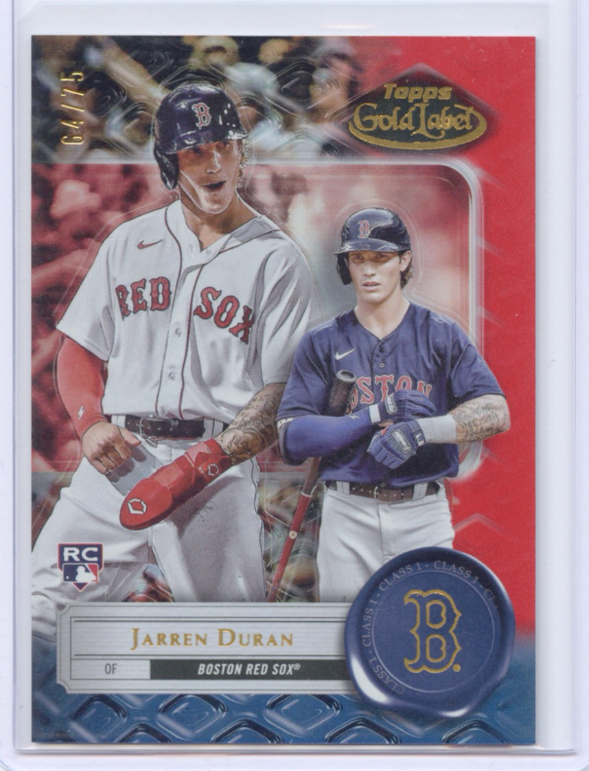 2022 Topps Gold Label Jarren Duran Rookie Red Border Class 1 /75 - Red Sox
