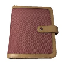 Vintage Franklin Covey Compact Planner Binder Mauve Canvas Tan Trim 6-Ring READ