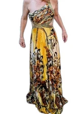 Women's Size 6 Cinderella Evening Cruise Wedding Prom Beaded Gold Gown