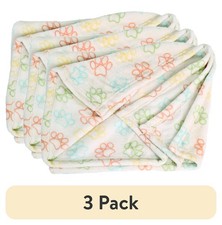 Multi Color Paw Print 3 Pack Medium Cozy Plush Throw Blanket Cats Dogs Gift Set