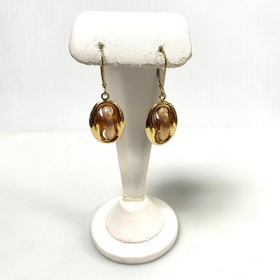 v113 Vintage 14K Yellow Gold Anchor Link Earrings Pierced Dangling Style