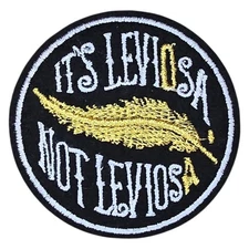 IT'S LEVIOSA NOT LEVIOSA FEATHER HARRY POTTER MOVIE ART IRON ON PATCH 2.5"