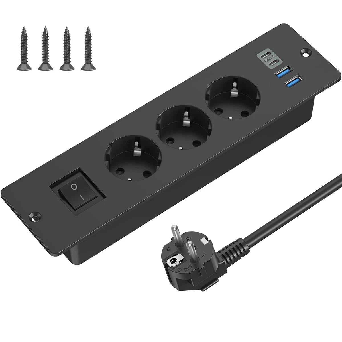 PRESA MULTIPLA 7 SCHUKO/BIVALENTE DA TAVOLO UNIVERSALE CON INTERRUTTORE Luminoso 88557231 - Foto 7