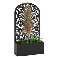 Hochbeet Pflanzkasten Mit Sichtschutz PflanzküBel Blumenkasten Metall, Schwarz