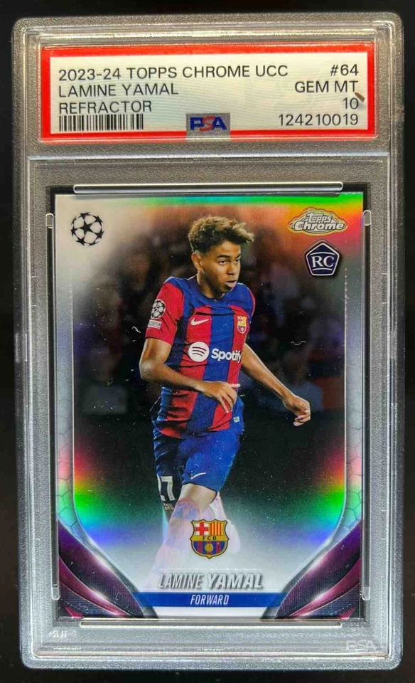 2023 Topps Cromo UEFA Lamine Yamal RC Refractor Rookie #64 Barcelona PSA 10