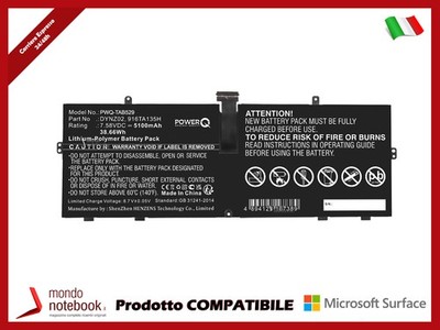 PowerQ Tablet-Akku 7.58V 5100mAh Schwarz Für Microsoft Surface Go 1943 Premium
