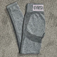 GYMSHARK Flex High Waisted Contour Logo Leggings Gray/Pink -  Women’s Small