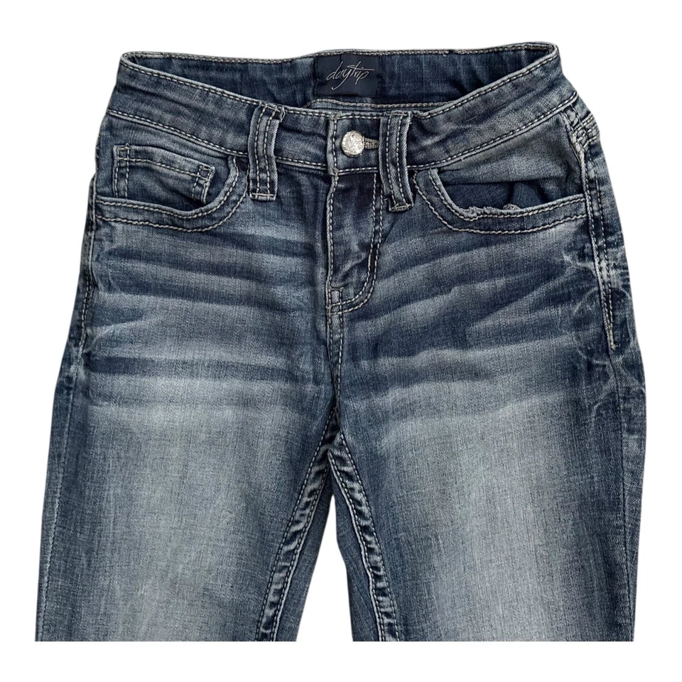 Jeans Daytrip Youth 10R Bootcut Cintura Ajustable Estrás Bolsillo Azul Denim Foto 4 de 4