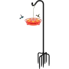 Heavy Duty 92 Inch Shepherd’s Hook with 7 Prong Base - Ideal for Bird Feeders