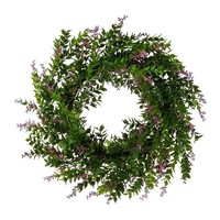 artplants KüNstlicher Kranz MäUsedorn Bilro Mit BlüTen, GrüN-Lila, Ø60Cm