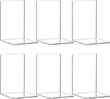 HappyHapi Book Ends 6 Pcs Acrylic Bookends Clear Holders for Transparent 