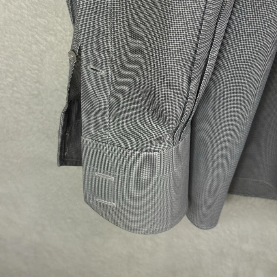 Camisa de vestir Tom Ford para hombre gris/blanco tejido de algodón pesado talla 46/18 MTM USADA EN EXCELENTE ESTADO Foto 4 de 4