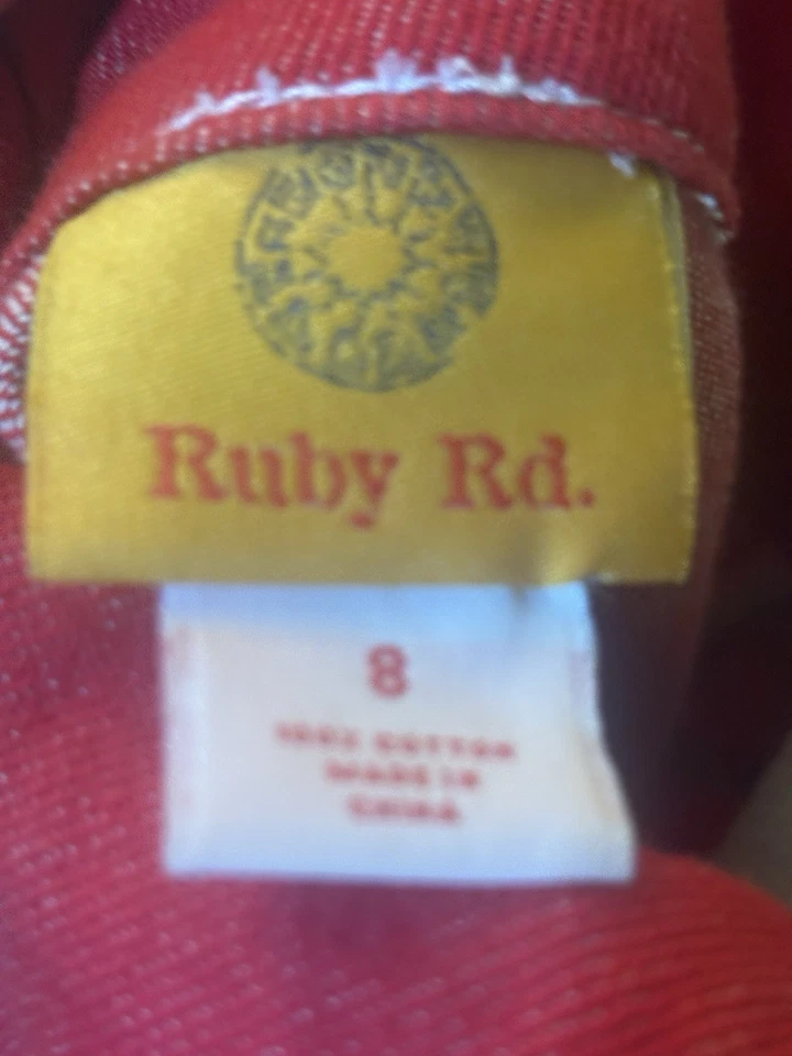 Ruby Rd. Cropped Bolero Jacket Adjustable Collar Zippered RED - Image 4 of 4