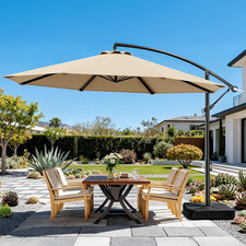 10Ft Patio Umbrella with Base Included, Outdoor Offset Cantilever Umbrella Upgra