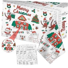 3 Pack Merry Christmas Coloring Table Cloth for Kids - Large Paper Christmas