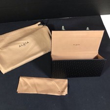 Alaia Paris Black Textured Collapsible Sunglasses Eyeglass Case Geometric Petal