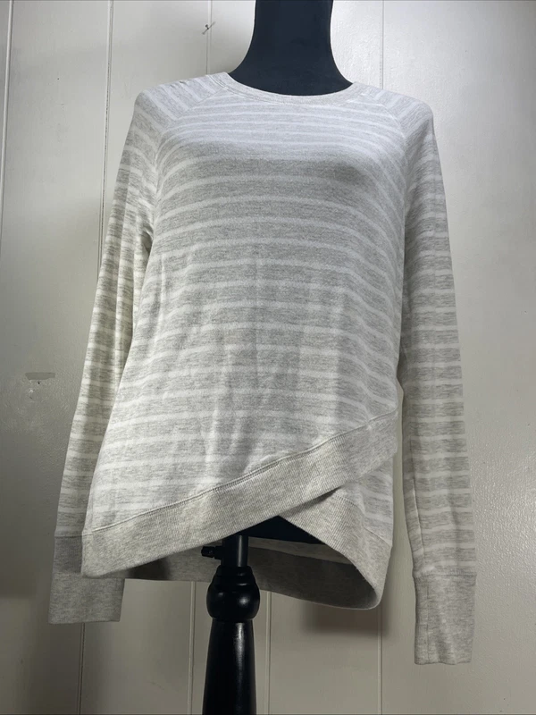 athleta long sleeve gray stripe soft stretchy 