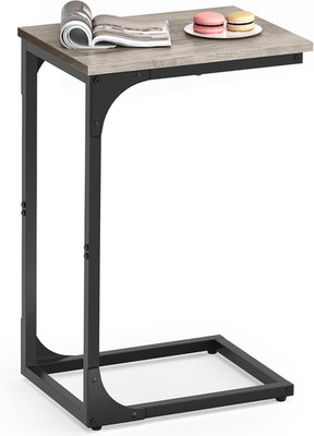 C-Shaped End Table, Small Side Table for Couch, Sofa Table with Metal Frame for