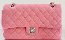 Chanel Classic Flap Chain Shoulder Bag Pink Silver Diamond Used Women Designer