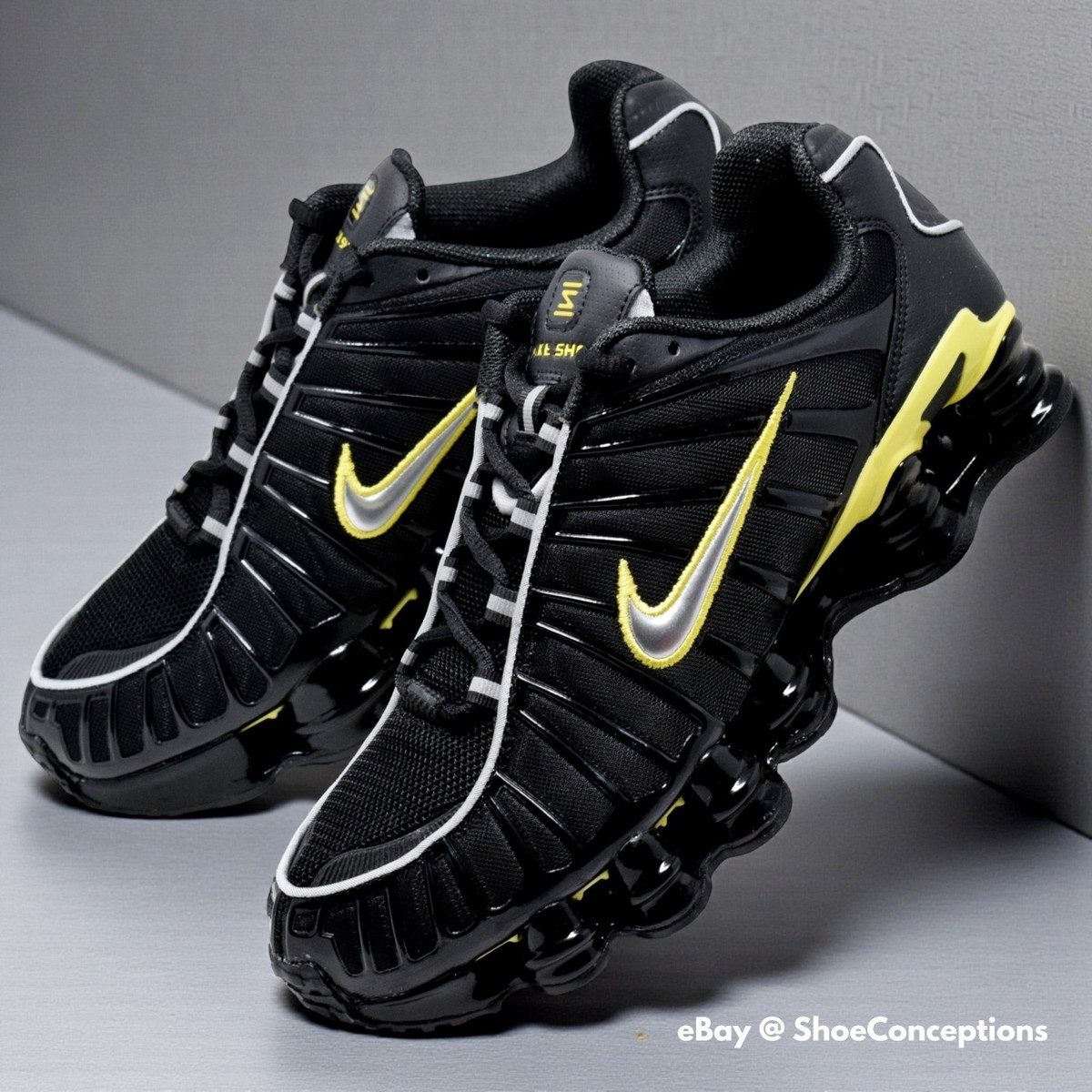 Nike Shox TL Shoe Black Dynamic Yellow Metallic Silver CN0151-002